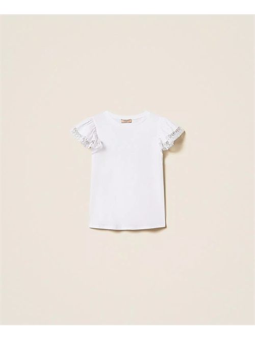 T-shirt regular con pizzo TWINSET | TT2064/00001